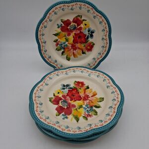 Pioneer Woman Floral Wildflower Whimsy Ceramic Salad Plates Set of 4